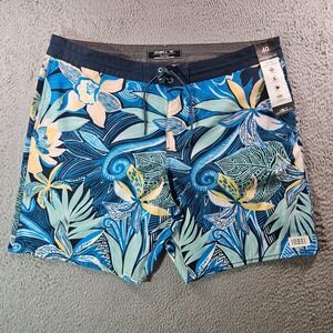NWT O'Neill Board Shorts Swim Trunks Men 40 No Liner Floral Print‎ Blue Green